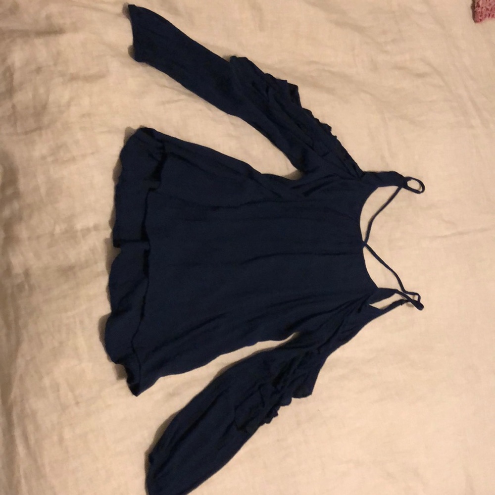 Navy Blue Shoulder Showing Blouse
